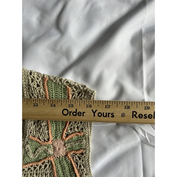 Sigrid Olsen Sport Sweater Vest‎ Womens Large Knit Floral Boho Crochet Linen - Picture 8 of 11
